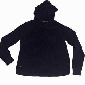 Lauren Ralph Lauren VTG oldmoney Knit Pull Over Black Hoodie Womams LG Classic